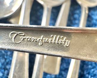 Tranquillity Sterling Silver Flatware by Fine Arts – Close-Up of Pattern Name on Handle