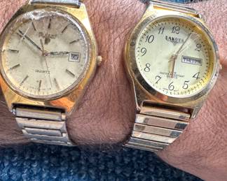 Vintage Quartz Watch Lot – Pulsar Gold-Tone Date & Dakota Day-Date Japan Movement