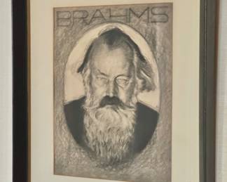 Johannes Brahms Wall Art – Black & White Framed Sketch Illustration