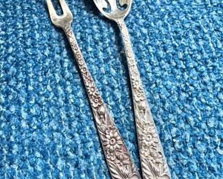 Antique S. Kirk & Son Sterling Silver Flatware – Hand-Chased Floral Serving Utensils