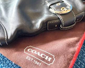 Authentic Coach Black Leather Shoulder Bag – Silver Buckle Straps, Dust Bag Included