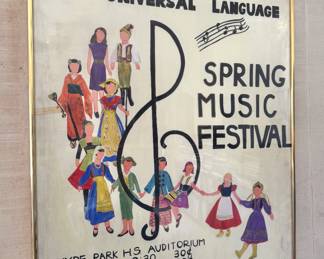 Hand-Painted Spring Music Festival Poster – Hyde Park High School 1960s Concert Art
