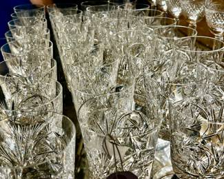 Vintage American Brilliant Cut Crystal Rocks Glasses- sold in sets at of 8 