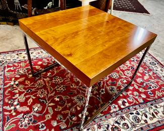 Chrome & wood side table