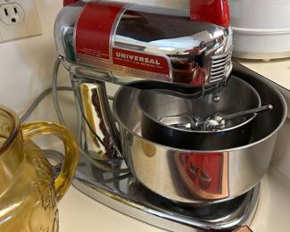 Universal stand mixer in red and stainless