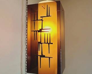 Brutalist lucite swing lamp