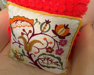 crewel pillow