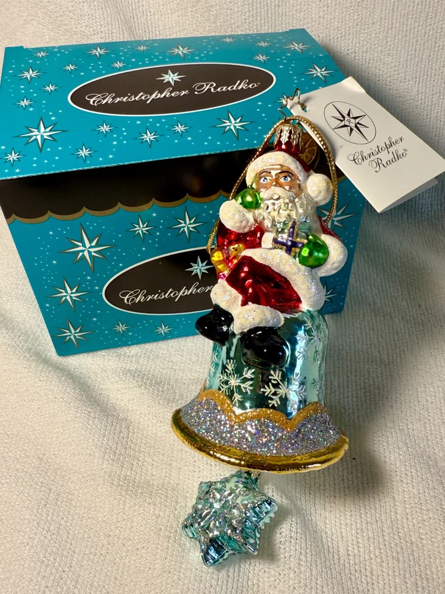 Christopher Radko "Ring In The Holiday Gem" glass ornament