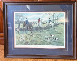 Framed reproduction print "A Business like Trio" by G.D. Rowlandson