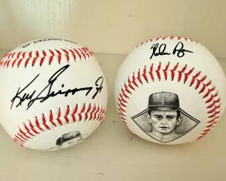 Ken Griffey, Jr. and Nolan Ryan replica signed baseballs with images and biographies