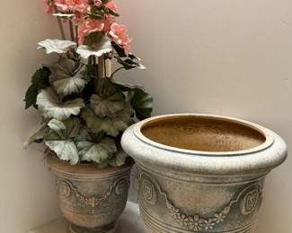 Clay Grecian-style planters