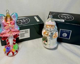 Christopher Radko Joy to the World series "Sugar Plum Fairy" and "Noble Nikolaus" glass ornaments
