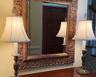 Gold framed wall mirror
