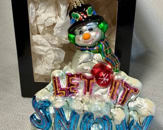 Christopher Radko "Let It Snow" snowman glass ornament