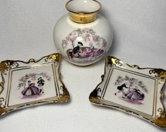 OCA Kronach Bavaria porcelain trinket trays and vase