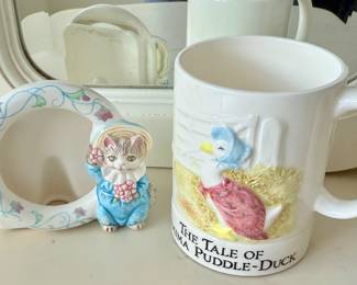 Schmid Beatrix Potter "Tom Kitten" frame and "The Tale of Jemima Puddle-Duck" musical mug