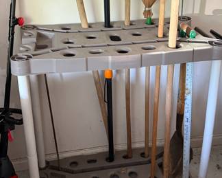Plastic lawn tool rack