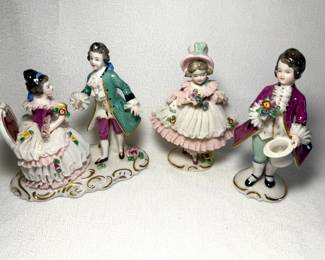Frankenthal Dresden Art hand painted Victorian figurines