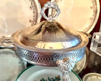 Silver plate chafing dish holder