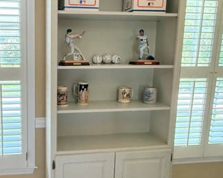 White wood shelf with cabinet