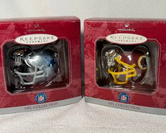 Hallmark Keepsake NFL Collection Dallas Cowboys and Washington Redskins helmet ornaments
