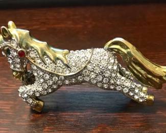 Huge 1980s horse shoulder brooch
