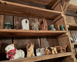 Antique glass and ceramic conductors. Beautiful hand carved puzzles and boxes.