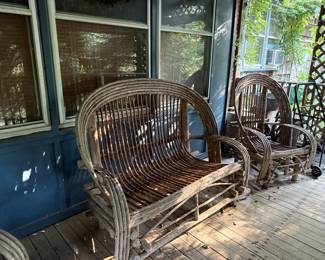 Vintage bent willow set. Loveseat and two chairs