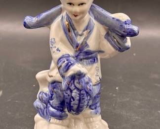 Vintage Blue & White Porcelain Asian Figure