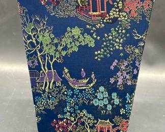 Blue Box Planter w/ Raised Asian Scenes