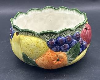 Fitz and Floyd Ceramic Bowl w/ Raised Fruit Design
