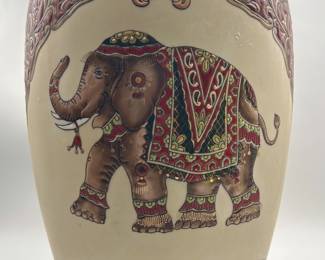Asian Porcelain Vase w/ Ceremonial Elephant