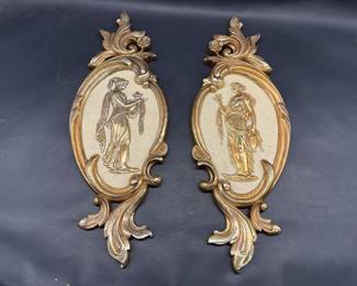 Mid Century Syroco Classical Figure Wall Plaques