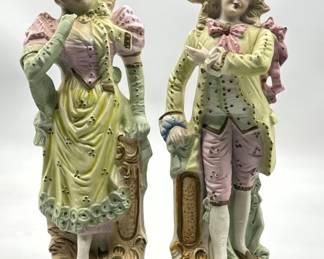 Pair French Victorian Couple Figurines