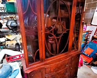 antique wood China cabinet