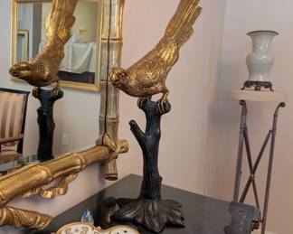 Pair of Maitland-Smith Decorative Brass Parrot Figures - $500