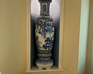 Qianlong blue and white vase aprox 50 inches tall