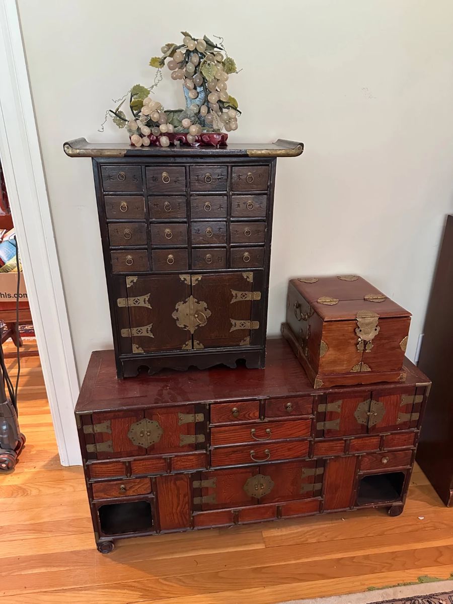 Asian Wooden Cabinets - Medicine, Jewelry, Jade Grape Tree