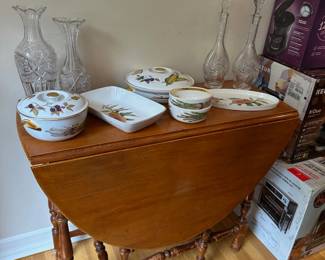 Gate Leg Table, Royal Worcester "Evesham" Serving Dishes