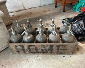 Vintage Seltzer Bottles w/ Wooden Box