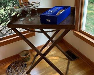 Folding Butler's Tray Table, Margarita Glasses