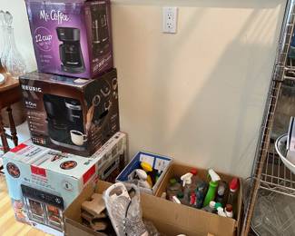 Mr. Coffee Pot, Keurig Duo, Emeril Lagasse Air Fryer, Cleaning Supplies, Floor Steamer