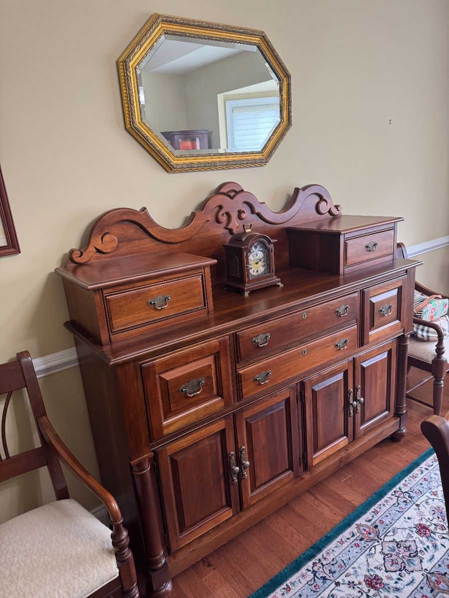 Richardson Brothers Company 6 Drawer / 4 Door Sideboard (64"W x 20"D x 58"H) with Mirror (23"H x 34"W)