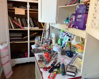 Red and white Hoosier Cabinet is NOT FOR SALE.
