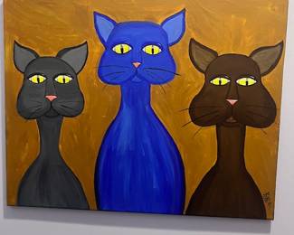 Hand painted cat painting.
