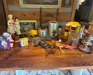 70s spice containers, sewing spools, aluminum canisters