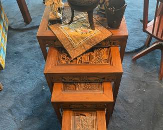 Super carved oriental stack tables