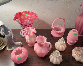 Satin Fenton and cranberry 