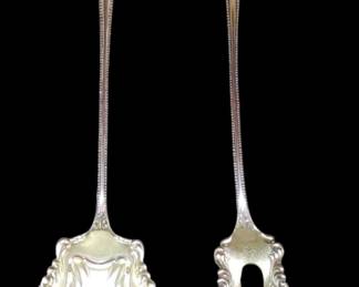 ANTIQUE VICTORIAN TOWLE "CANTERBURY" STERLING SILVER & GOLD WASH TWO PIECE SALAD /FRUIT SALAD SERVING SET 
STUNNING! 