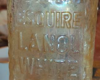 Vintage Esquire lanol white Shoe Polish Bottle beautiful bottle with iridescent colors ( this was found during a bottle dig in great shape)